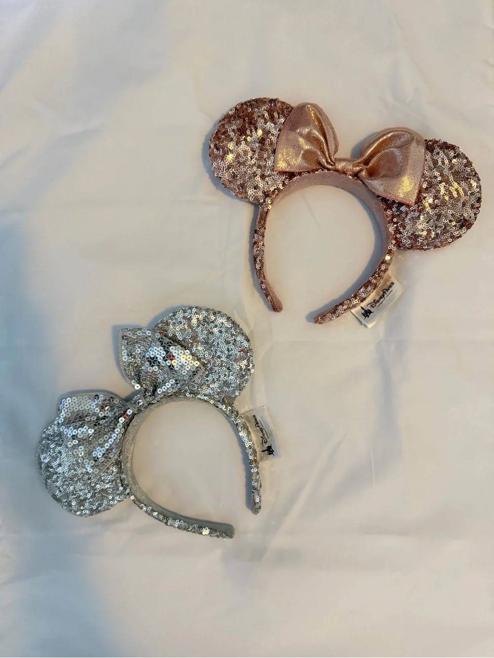 Sequin Minnie Ear Headband for Kids - Rose Gold and Silver by
